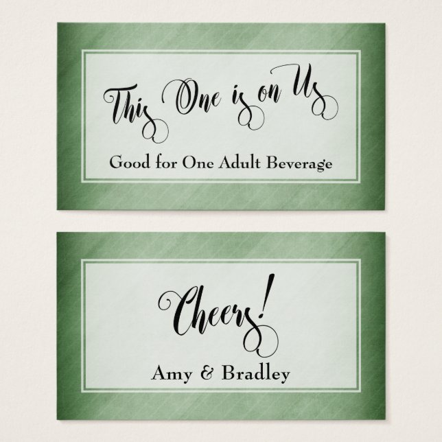 Drink Tickets | Script & Rustic Diagonal Green (Front & Back)