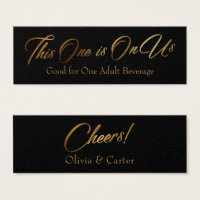 Drink Tickets, Slim, Elegant Gold Script on Black