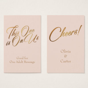 Drink Tickets, Slim, Elegant Gold Script on Blush