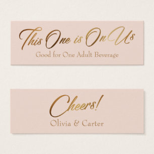 Drink Tickets, Slim, Elegant Gold Script on Blush