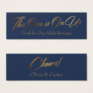 Drink Tickets, Slim, Elegant Gold Script on Navy