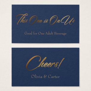 Drink Tickets, Slim, Elegant Gold Script on Navy