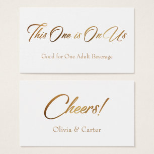 Drink Tickets, Slim, Slanted, Elegant Gold Script