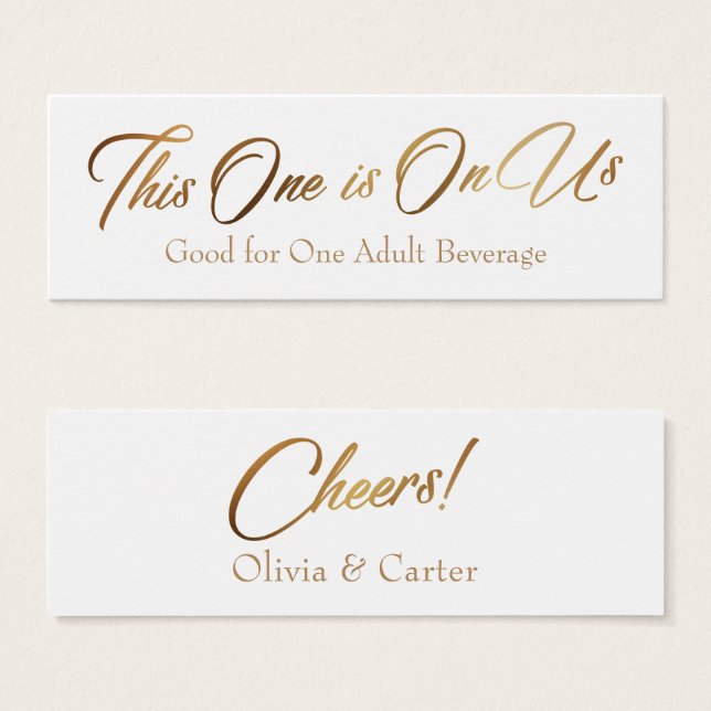 Drink Tickets, Slim, Slanted, Elegant Gold Script (Front & Back)