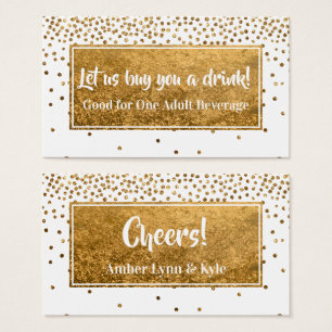 Drink Tickets with Faux Gold Foil Confetti & White