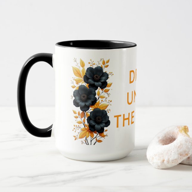 Drink Under the Stars Custom Text Floral Combo Mug (With Donut)