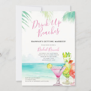 Drink Up Beaches Tropical Cocktails Bridal Brunch Invitation