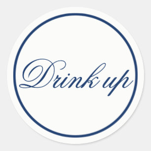 Drink Up Wedding Favour & Welcome Bag Sticker-Navy Classic Round Sticker