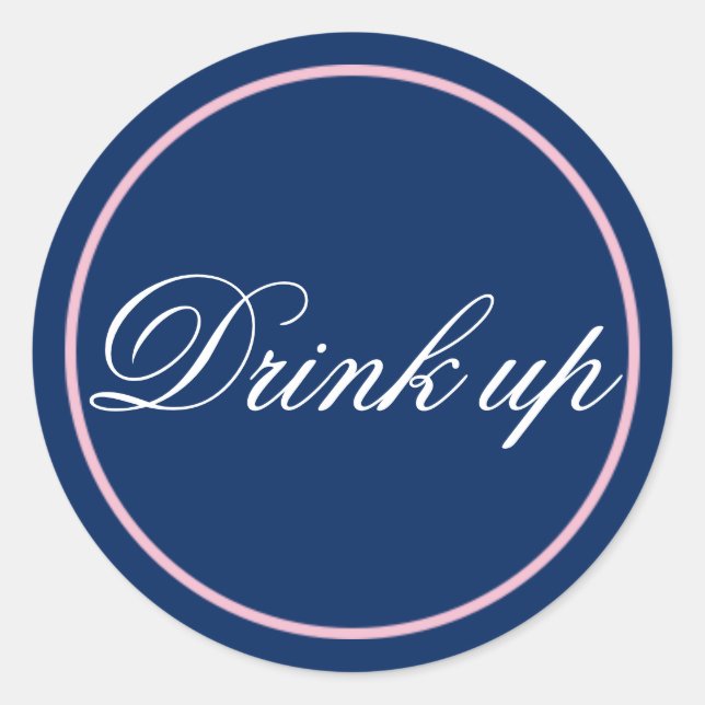 Drink Up Wedding Sticker Blush Pink/Navy (Front)