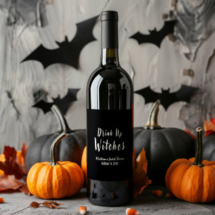 Drink Up Witch Wine Bottle and Beverage Label