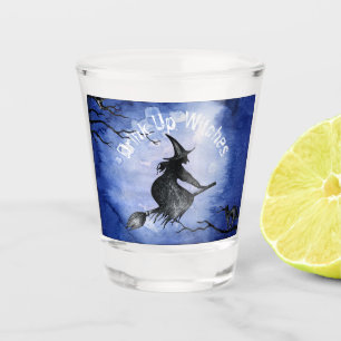 Drink Up Witches Blue Cat Spooky   Shot Glass