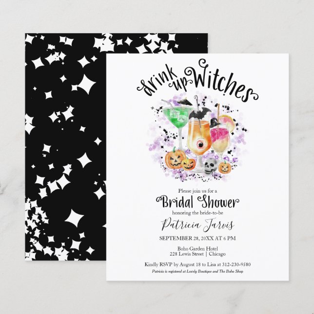 Drink up Witches Bridal Shower Budget Invitations (Front/Back)