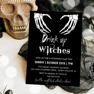 Drink Up Witches Grey Halloween Party  Invitation