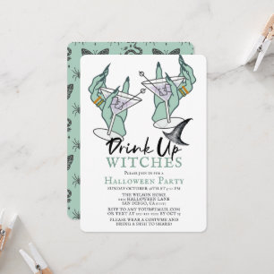 Drink Up Witches Halloween Cocktail Party Invitation