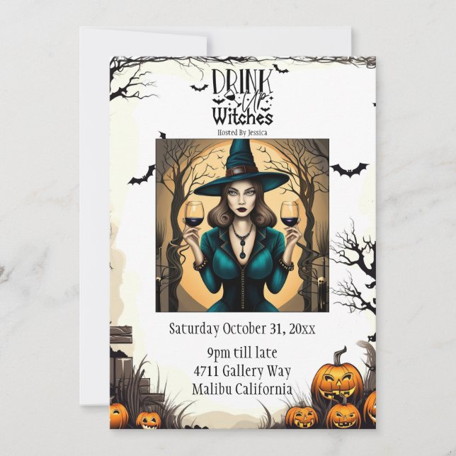 Drink Up Witches Halloween Invitation (Front)