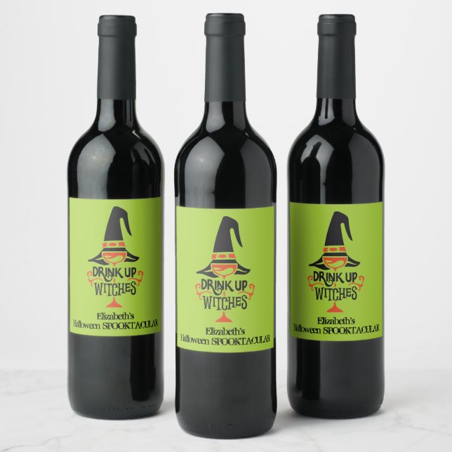 Drink Up Witches Halloween Wine Label (Bottles)