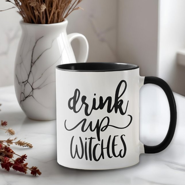 Drink up Witches Hand-Lettered Halloween  Mug (The design features text that says "Hey there, pumpkin," perfect for those fall mornings )