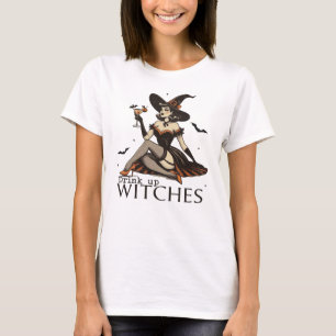 Drink Up Witches Retro Funny Halloween  T-Shirt