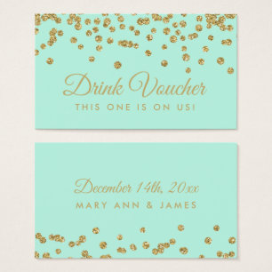 Drink Voucher Gold Faux Glitter Confetti Mint