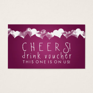 Drink Voucher Grunge Hearts Pink Berry