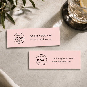 Drink Voucher Pink Company Party Event Logo Card