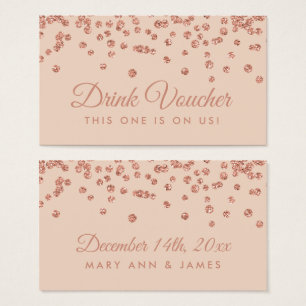 Drink Voucher Rose Gold Glitter Confetti Blush