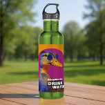 Drink Water Duck Meme  710 Ml Water Bottle<br><div class="desc">Stay hydrated in style with this customizable Drink Water Duck water bottle! Featuring the iconic internet meme duck in bold retro colours with shades and the phrase “DRINK WATER, ” this reusable bottle doubles as both a hydration reminder and a conversation starter. Add your name for a personal touch, making...</div>