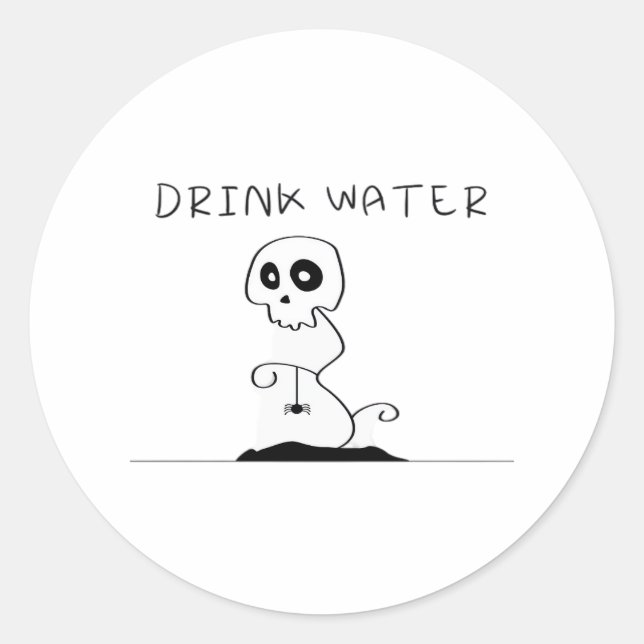 Drink Water - Eat Drink And Be Scary Retro Classic Classic Round Sticker (Front)