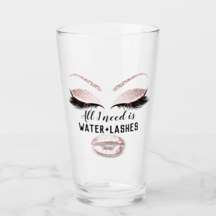 Drink Water Makeup Artist Eyelash Pink Lips Glass