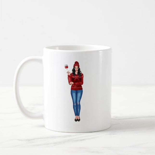 "Drink wine and watch Christmas movies"    Coffee Mug (Left)
