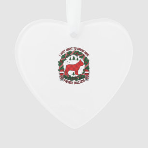 Drink Wine French Bulldog Dog Red Plaid Christmas Ornament