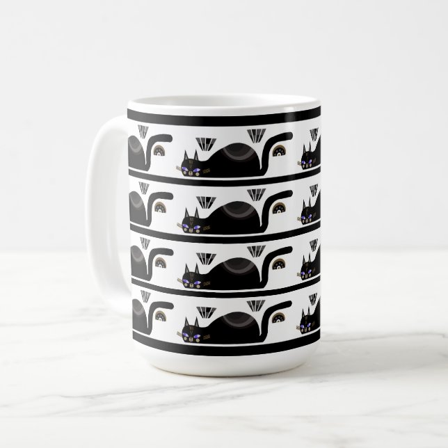 Drink with black cats coffee mug (Front Left)