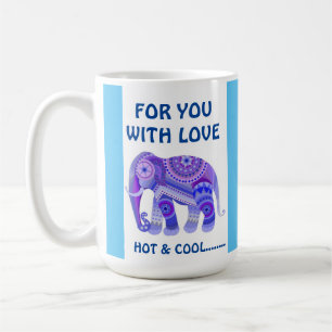 DRINK WITH BLUE PURPLE COOL ELEPHANT COFFEE MUG