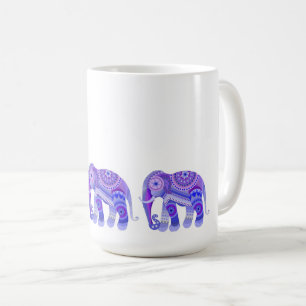 DRINK WITH BLUE PURPLE COOL ELEPHANT COFFEE MUG