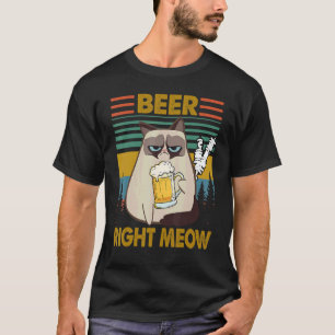 Drinkers 365 Beer Me Right Meow Retro Style T-Shirt
