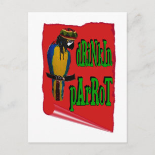 Drinkin' Parrot Postcard