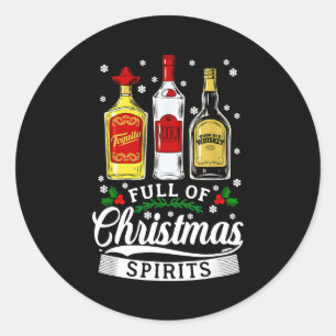 Drinking Alcohol Christmas Party Gift Full Of Chri Classic Round Sticker