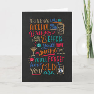 Drinking Alcohol Humourous Birthday Card