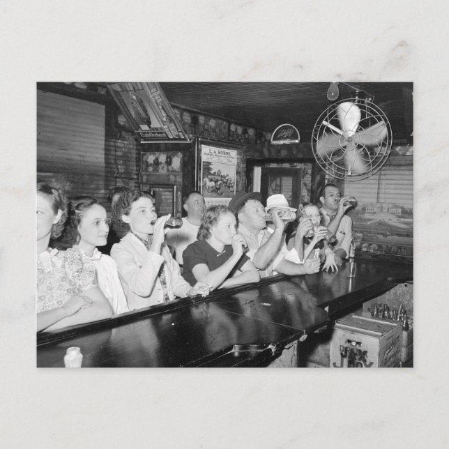 Drinking at a Louisiana Bar, 1938 Postcard (Front)