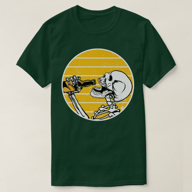 drinking beer skull Premium T-Shirt (Design Front)