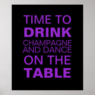 Drinking Champagne Party Poster in Purple