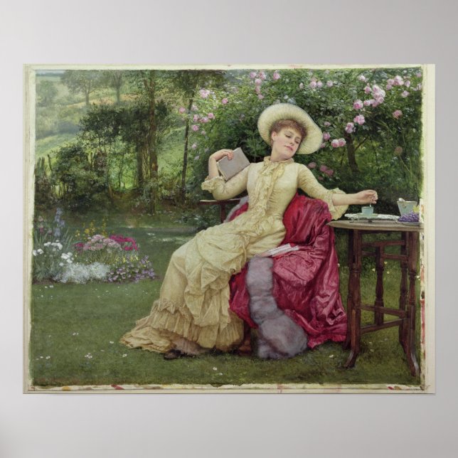 Drinking Coffee and Reading in the Garden (w/c on Poster (Front)