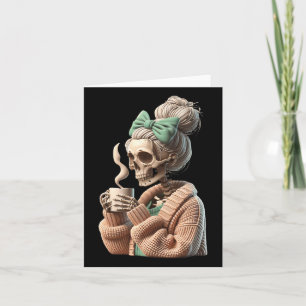 Drinking Coffee Skull Skeleton For Women Gift Coff Card