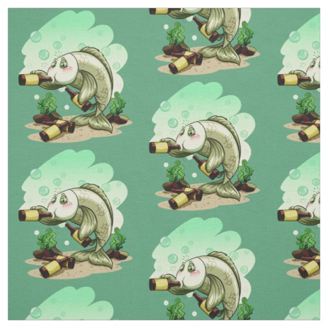 Drinking Fish custom fabric (Swatch)