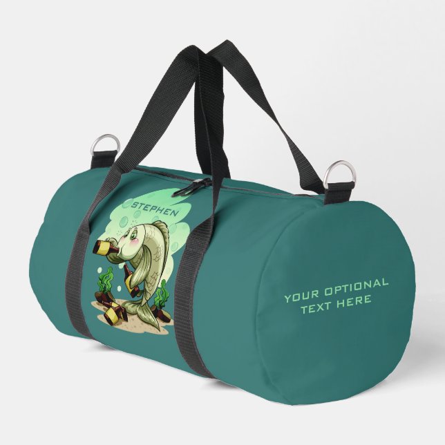 Drinking Fish custom name Duffle Bag (Left Corner)