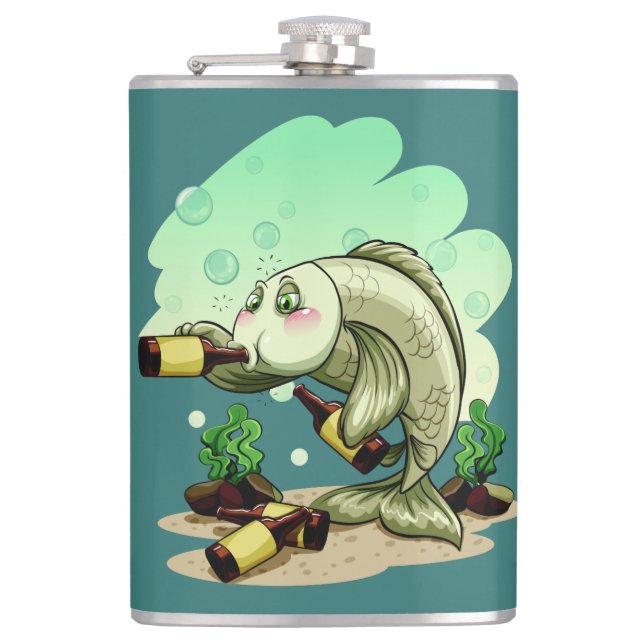 Drinking Fish custom name flask (Front)