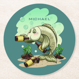 Drinking Fish custom name paper coasters