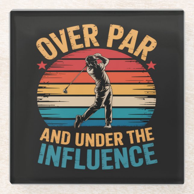 Drinking Funny Golfing Glass Coaster (Front)