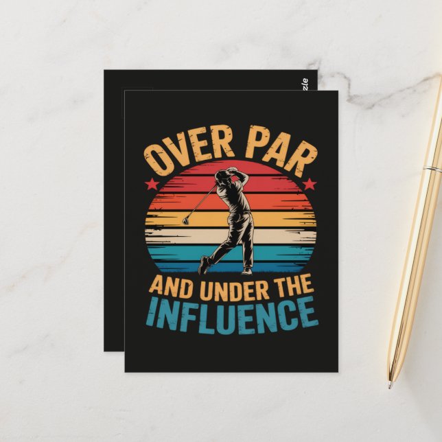 Drinking Funny Golfing Postcard (Front/Back In Situ)