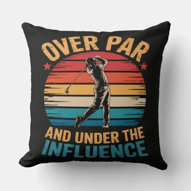 Drinking Funny Golfing Throw Pillow (Front)